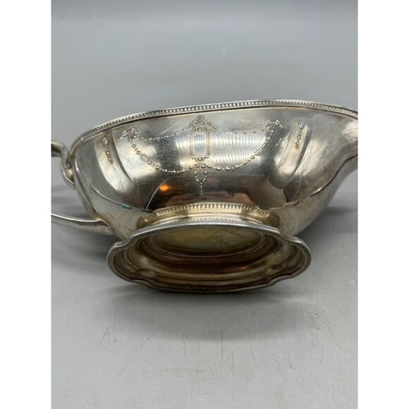 Antique Silverplated Gravy Boat With Attached Oval Tray Community plate READ - Picture 15 of 16